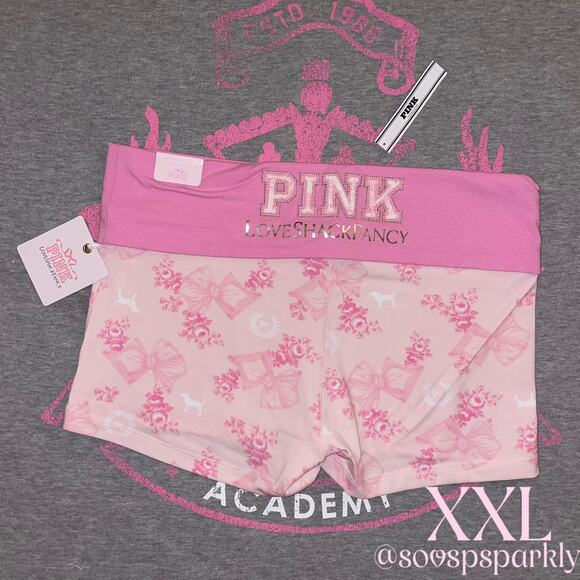 Victoria’s Secret PINK x LoveShackFancy Beaux Icons Foldover Waist Shorty Shorts - Picture 1 of 7